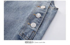 AO0507-98 طقم بناتي قطعتين ( افرهول جينز + بلوزة)