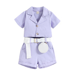 AO0507-101 طقم شورت 3 قطع ( جكيت + شورت+ حقيبة)