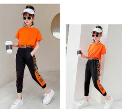 AO0507-111 طقم سبورت بناتي صيفي قطعتني ( بلوزة + بنطلون )