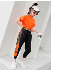 AO0507-111 طقم سبورت بناتي صيفي قطعتني ( بلوزة + بنطلون )