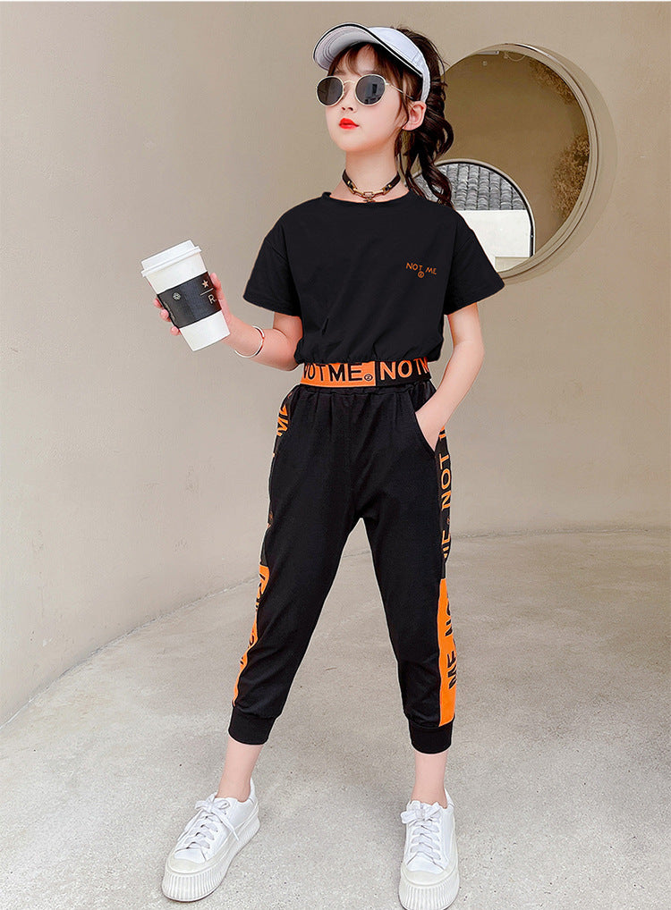 AO0507-111 طقم سبورت بناتي صيفي قطعتني ( بلوزة + بنطلون )