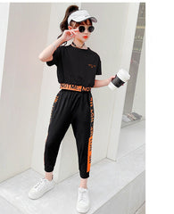 AO0507-111 طقم سبورت بناتي صيفي قطعتني ( بلوزة + بنطلون )