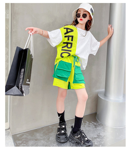 AO0507-115 طقم سبورت قطعني قطعتين ( بلوزة + شورت )