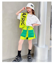 AO0507-115 طقم سبورت قطعني قطعتين ( بلوزة + شورت )