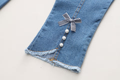 AO0508-34 طقم 3 قطع ( قميص + فست صوف+ بنطلون جينز ناعم)