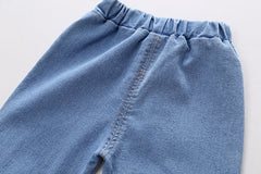 AO0508-75 طقم ولادي 3 قطع ( بلوزة قطنية + جكيت كتان + بنطلون جينز )