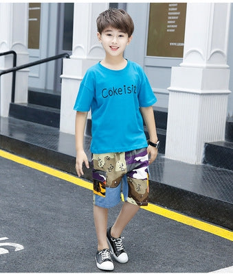 AO1128-65 طقم شورت قطعتين ( بلوزة قطنية + شورت كتان ناعم )