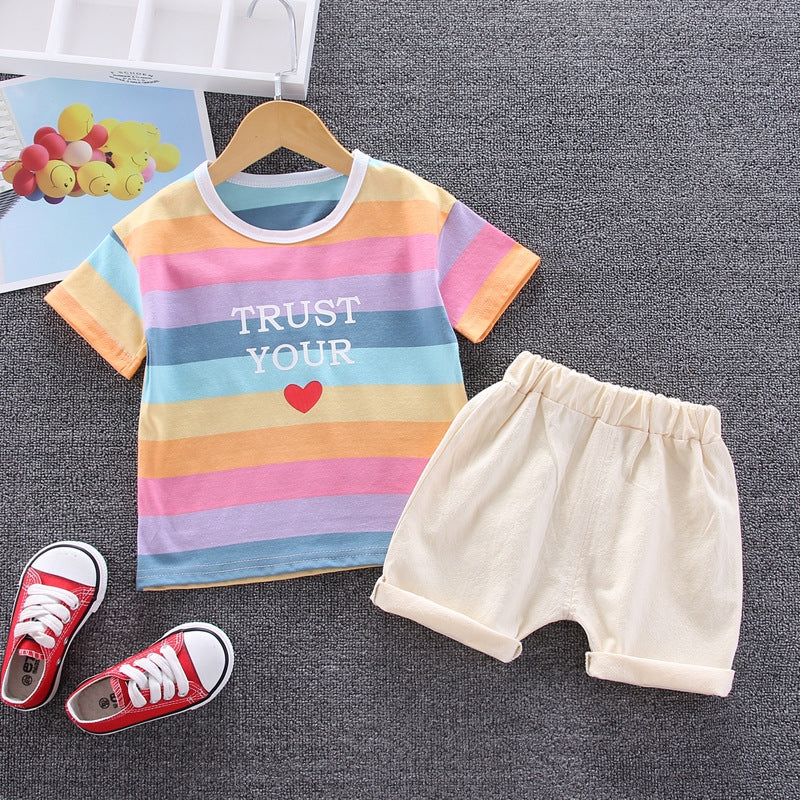 AO1204-07 طقم بناتي ( بلوزة قطنية + شورت)