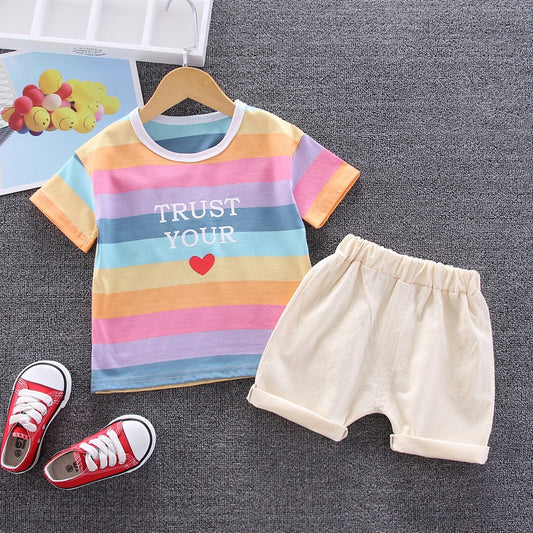 AO1204-07 طقم بناتي ( بلوزة قطنية + شورت)