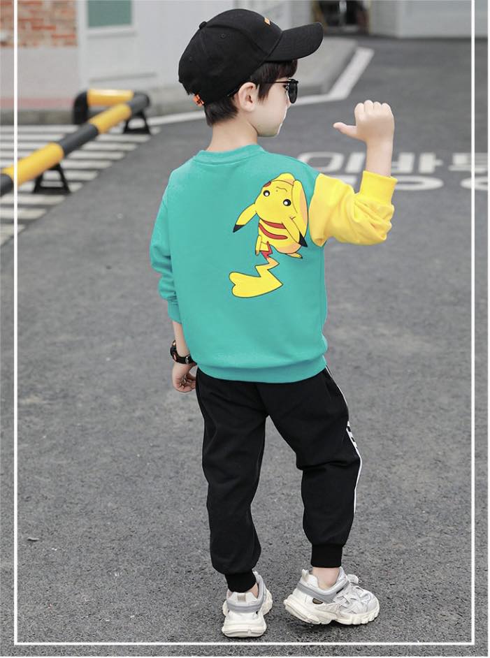 AS-1523B طقم بيكاتشو قطني ( بلوزة قطنية + بنطلون رياضي)