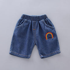 AO1204-58 طقم جينز قطعتين ( بلوزة قطنية + شورت جينز)