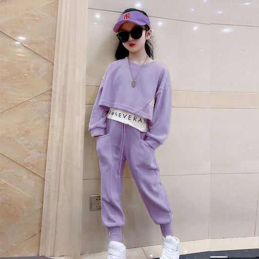 AO0505-37 طقم قطني بناتي ( بلوزة قطعتين + بنطلون )