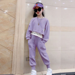 AO0505-37 طقم قطني بناتي ( بلوزة قطعتين + بنطلون )