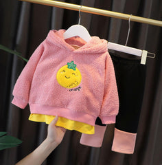 WS-436 طقم بناتي قطعتين شتوي تقيل مبطن فرو بالكامل ( بلوزة + بنطلون )