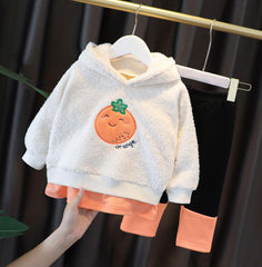 WS-436 طقم بناتي قطعتين شتوي تقيل مبطن فرو بالكامل ( بلوزة + بنطلون )