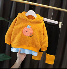 WS-436 طقم بناتي قطعتين شتوي تقيل مبطن فرو بالكامل ( بلوزة + بنطلون )