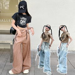 RM150424-22 طقم بناتي صيفي قطعتين ( بلوزة + بنطلون)