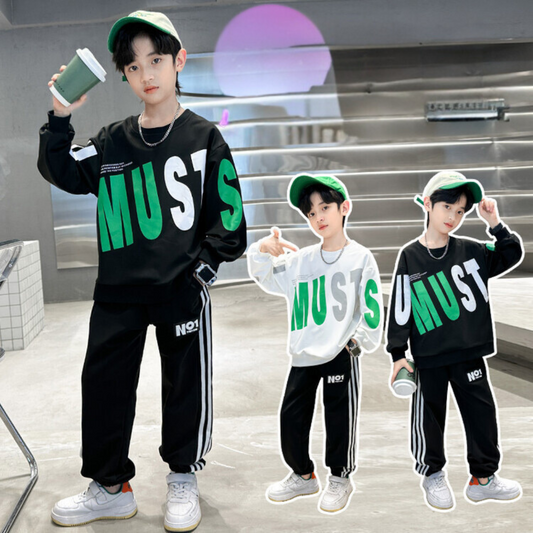 WZS040924-6 طقم ولادي قطني خريفي ربيعي قطعتين ( بلوزة + بنطلون)