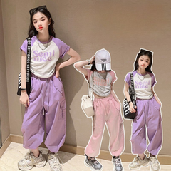 RM171223-2 طقم بناتي قطعتين ( بلوز قطنية + بنطلون كتان)