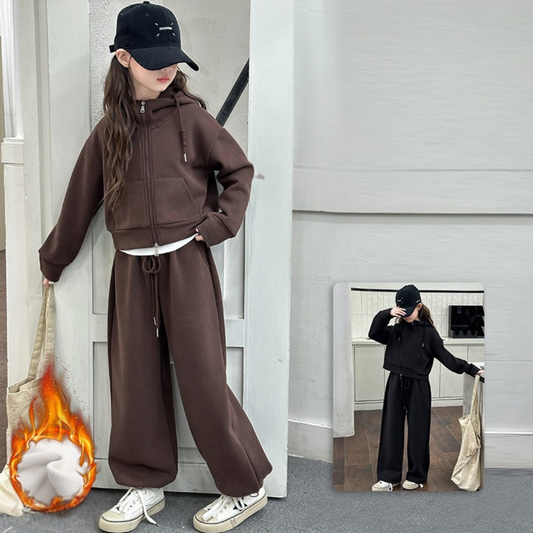 WZH191124-2 ترينج شتوي تقيل مبطن فرو (جكيت+ بنطلون)