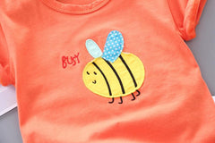 AO1204-58 طقم جينز قطعتين ( بلوزة قطنية + شورت جينز)