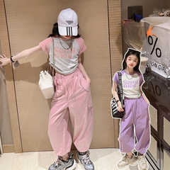 RM171223-2 طقم بناتي قطعتين ( بلوز قطنية + بنطلون كتان)