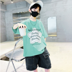 FU14042024-62 طقم ولادي قطعتين ( بلوزة قطنية + بنطلون جينز )