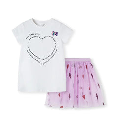 ST-003 طقم تنورة ( بلوزة قطنية + بنمورة شفون مطرزة ومبطنة)