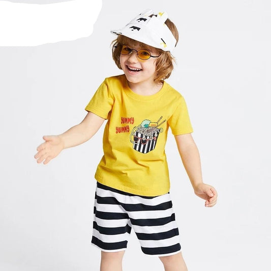 ST-009 طقم قطني ولادي قطعتين ( بلوزة قطنية + بنطلون قطني)