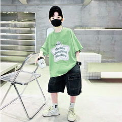 FU14042024-62 طقم ولادي قطعتين ( بلوزة قطنية + بنطلون جينز )