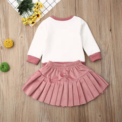 AIS-157 طقم تنورة مخمل ناعم + بلوزة سميكة خريفي شتوي