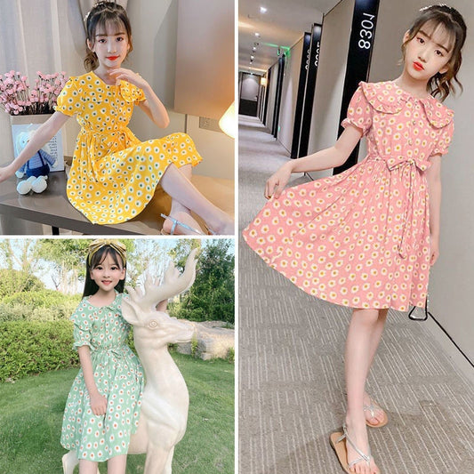 AO0402-16 فستان بناتي صيفي مورد