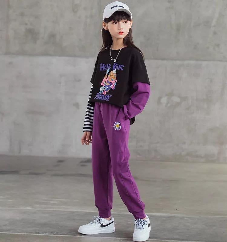 AO0519-83 بدلة رياضية قطنية فاخرة (بلوزة + بنطلون )