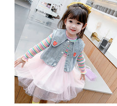 AO0111-15 فستان بناتي مع فست جينز