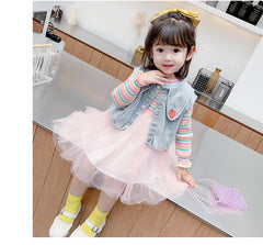 AO0111-15 فستان بناتي مع فست جينز