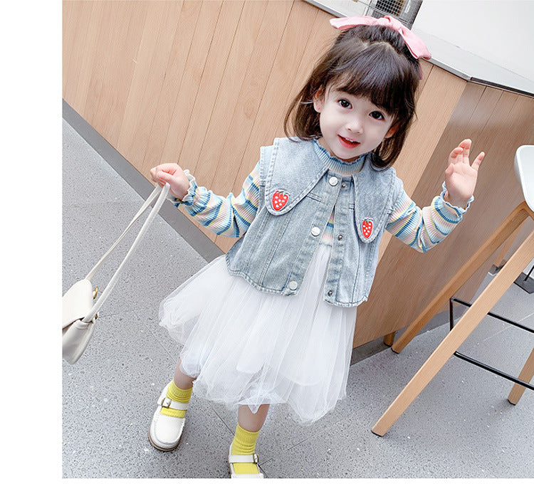 AO0111-15 فستان بناتي مع فست جينز