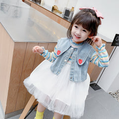 AO0111-15 فستان بناتي مع فست جينز