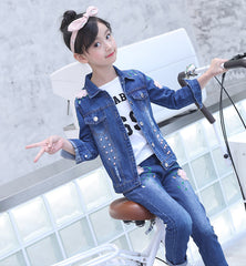 AS-1345G طقم جينز ( جكيت + بنطلون)