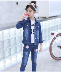 AS-1345G طقم جينز ( جكيت + بنطلون)