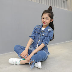 AS-1351G طقم جينز ( جكيت + بنطلون)