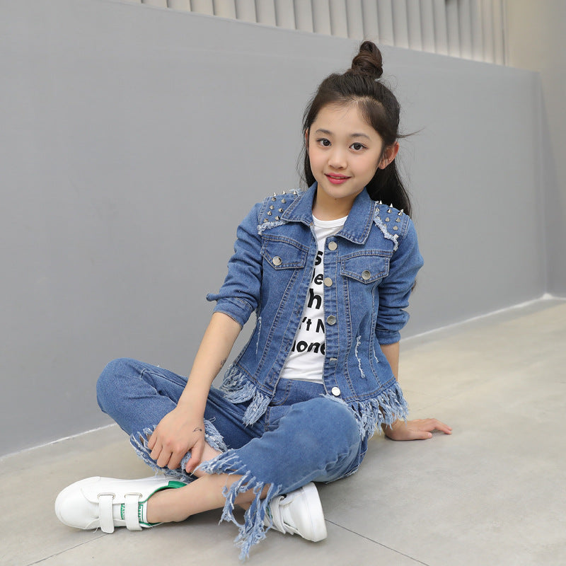 AS-1351G طقم جينز ( جكيت + بنطلون)