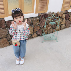 AS-1483G طقم بناتي ( قميص + بنطلون جينز)