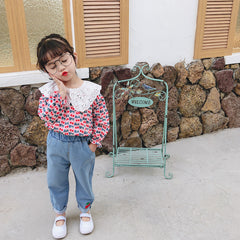 AS-1483G طقم بناتي ( قميص + بنطلون جينز)