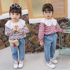 AS-1483G طقم بناتي ( قميص + بنطلون جينز)