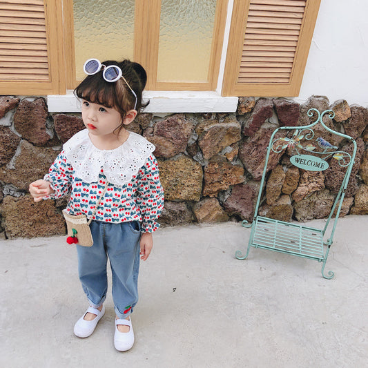 AS-1483G طقم بناتي ( قميص + بنطلون جينز)