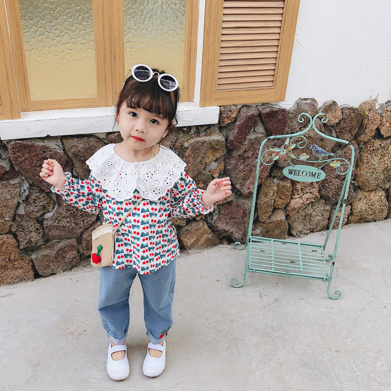 AS-1483G طقم بناتي ( قميص + بنطلون جينز)