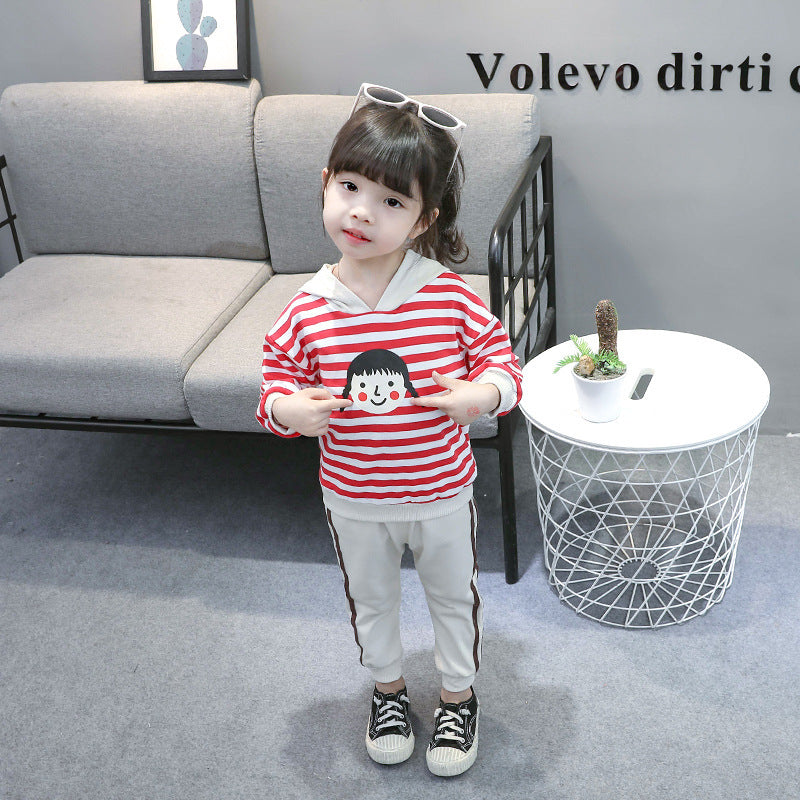 AS-1493G طقم بناتي قطني قطعتين ( بلوزة + بنطلون )