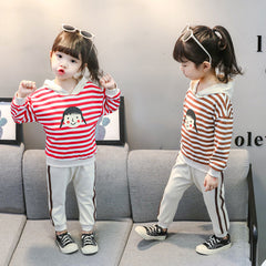 AS-1493G طقم بناتي قطني قطعتين ( بلوزة + بنطلون )