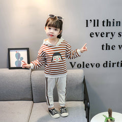 AS-1493G طقم بناتي قطني قطعتين ( بلوزة + بنطلون )