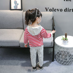 AS-1493G طقم بناتي قطني قطعتين ( بلوزة + بنطلون )